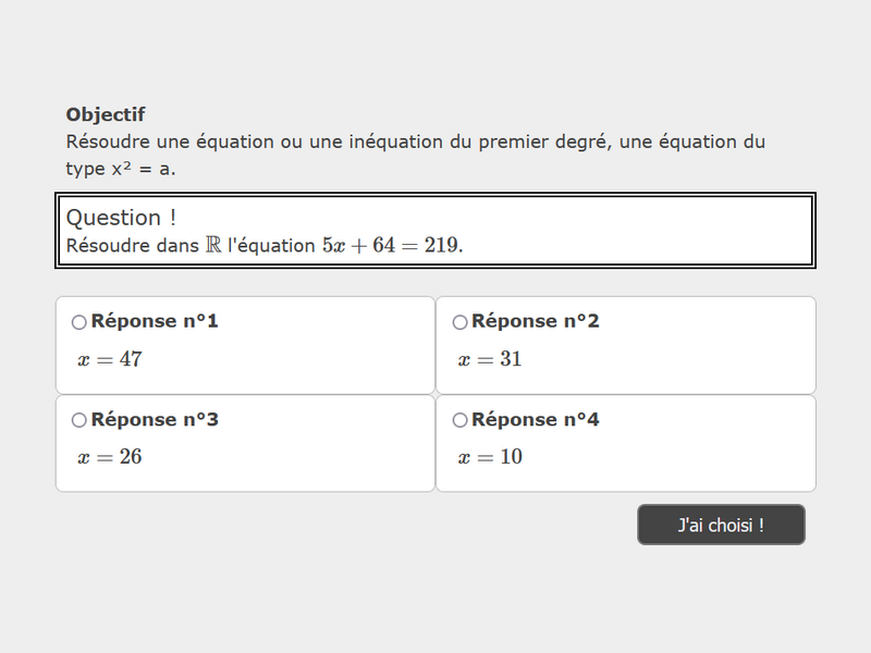 Équation du premier degrès